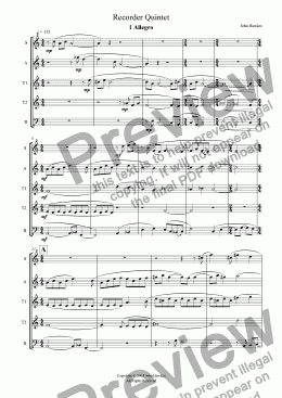 page one of Recorder Quintet