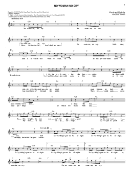 page one of No Woman No Cry (Lead Sheet / Fake Book)