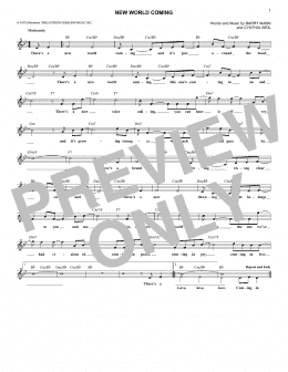 page one of New World Coming (Lead Sheet / Fake Book)