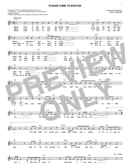 page one of Please Come To Boston (Lead Sheet / Fake Book)