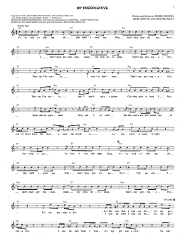 page one of My Prerogative (Lead Sheet / Fake Book)