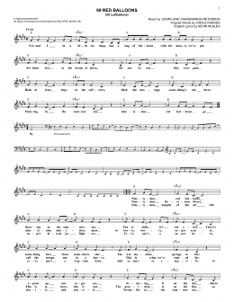 page one of 99 Red Balloons (99 Luftballons) (Lead Sheet / Fake Book)