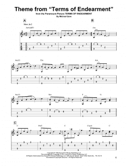 page one of Theme From "Terms Of Endearment" (Solo Guitar)