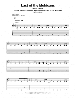 page one of Last Of The Mohicans (Main Theme) (Solo Guitar)