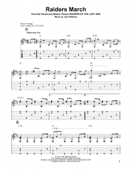page one of Raiders March (Solo Guitar)