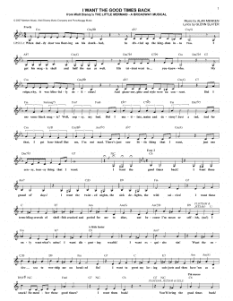 page one of I Want The Good Times Back (Lead Sheet / Fake Book)