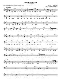page one of Happy Working Song (from Enchanted) (Lead Sheet / Fake Book)