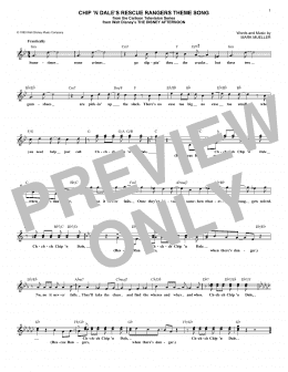 page one of Chip 'N Dale's Rescue Rangers Theme Song (Lead Sheet / Fake Book)
