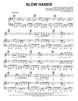 page one of Slow Hands (Piano, Vocal & Guitar Chords (Right-Hand Melody))