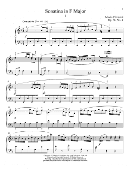 page one of Sonatina In F Major, Op. 36, No. 4 (Piano Solo)