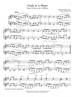 page one of Etude In A Major, OP. 27, No. 26 (Piano Solo)