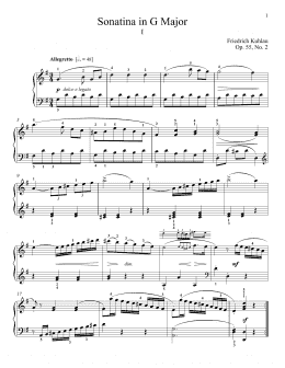 page one of Sonatina In G Major, Op. 55, No. 2 (Piano Solo)