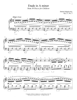 page one of Etude In A Minor (Piano Solo)