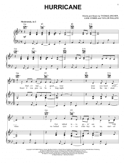 page one of Hurricane (Piano, Vocal & Guitar Chords (Right-Hand Melody))