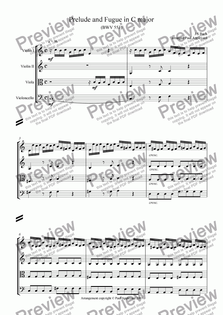 page one of Prelude & Fugue in C major (BWV 553)