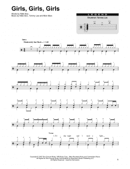 page one of Girls, Girls, Girls (Drums Transcription)