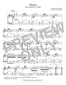 page one of Minuet In A Minor, L. 217 (Piano Solo)