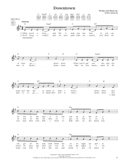 page one of Downtown (from The Daily Ukulele) (arr. Liz and Jim Beloff) (Ukulele)