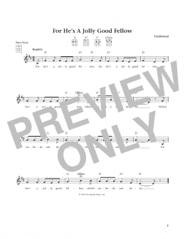 page one of For He's A Jolly Good Fellow (from The Daily Ukulele) (arr. Liz and Jim Beloff) (Ukulele)