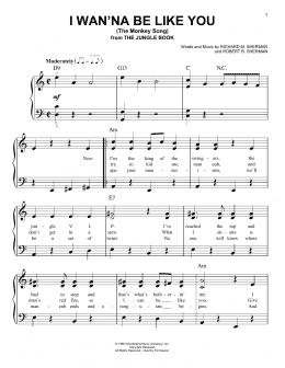 page one of I Wan'na Be Like You (The Monkey Song) (from The Jungle Book) (Easy Piano)