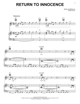 page one of Return To Innocence (Piano, Vocal & Guitar Chords (Right-Hand Melody))