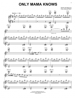 page one of Only Mama Knows (Piano, Vocal & Guitar Chords (Right-Hand Melody))