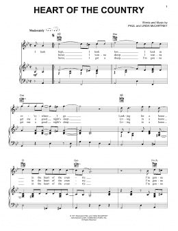 page one of Heart Of The Country (Piano, Vocal & Guitar Chords (Right-Hand Melody))