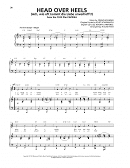 page one of Head Over Heels (Ach, wie oft kommt die Liebe unverhofft!) (Piano, Vocal & Guitar Chords (Right-Hand Melody))