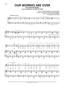page one of Our Worries Are Over (La Crise Est Finie) (Piano, Vocal & Guitar Chords (Right-Hand Melody))