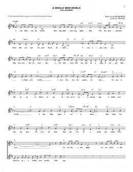 page one of A Whole New World (from Aladdin) (Lead Sheet / Fake Book)