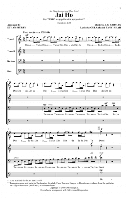 page one of Jai Ho (TTBB Choir)