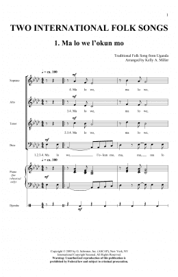 page one of Two International Folk Songs (SATB Choir)