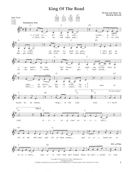 page one of King Of The Road (from The Daily Ukulele) (arr. Liz and Jim Beloff) (Ukulele)