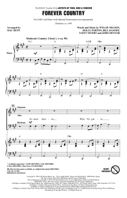 page one of Forever Country (SAB Choir)