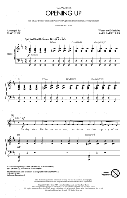 page one of Opening Up (from Waitress The Musical) (arr. Mac Huff) (SSA Choir)