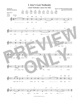 page one of I Ain't Got Nobody (And Nobody Cares For Me) (from The Daily Ukulele) (arr. Liz and Jim Beloff) (Ukulele)