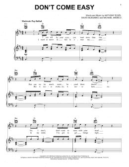 page one of Don't Come Easy (Piano, Vocal & Guitar Chords (Right-Hand Melody))