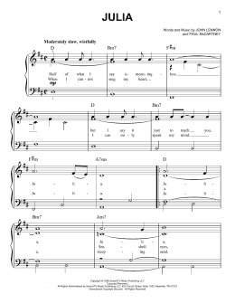 page one of Julia (Easy Piano)