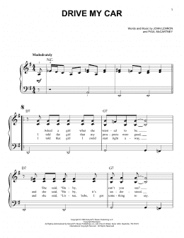 page one of Drive My Car (Easy Piano)