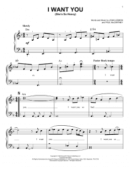 page one of I Want You (She's So Heavy) (Easy Piano)