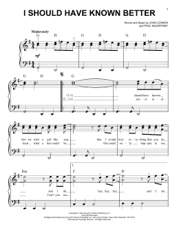 page one of I Should Have Known Better (Easy Piano)