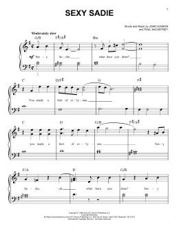page one of Sexy Sadie (Easy Piano)