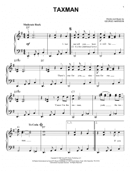 page one of Taxman (Easy Piano)