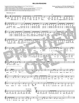 page one of Million Reasons (Lead Sheet / Fake Book)