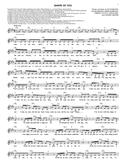 page one of Shape Of You (Lead Sheet / Fake Book)