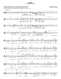 page one of Happy (Lead Sheet / Fake Book)