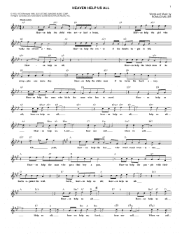 page one of Heaven Help Us All (Lead Sheet / Fake Book)