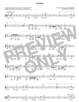 page one of Le Freak (Lead Sheet / Fake Book)