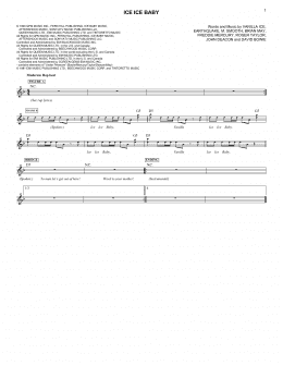 page one of Ice Ice Baby (Lead Sheet / Fake Book)