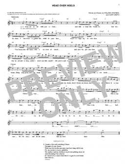 page one of Head Over Heels (Lead Sheet / Fake Book)